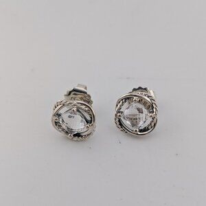 David Yurman Sterling Silver Stud Infinity Earrings with Whitee Topaz